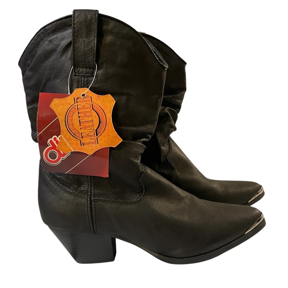 dingo Black Western Mid-Calf Heeled Boots